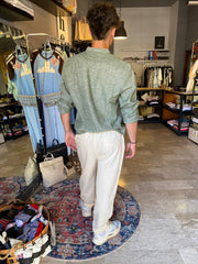 Camicia Uomo Coreana manica lunga Lino/Cotone