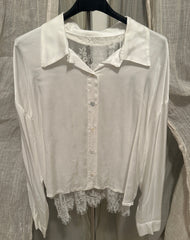 Camicia in raso di viscosa con dietro con pizzo