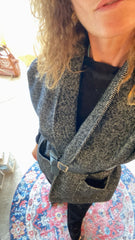 Smanicato Donna in Lana Tweed Spinato con cintura