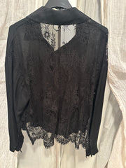 Camicia in raso di viscosa con dietro con pizzo