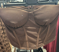 Top con stecche in Tulle Glitter