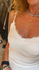 Canotta in costina con pizzo