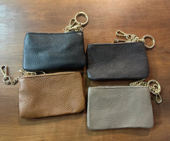 Bustina Portamonete in Vera Pelle con Portachiavi