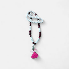 Mala 81 grani Agata fucsia e Opale bianco