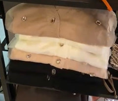 Cardigan Donna in maglia con tulle e pietre