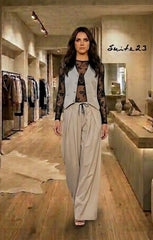 Pantalone Largo Donna Tessuto Glitter