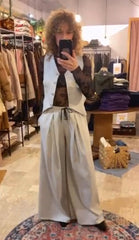 Pantalone Largo Donna Tessuto Glitter