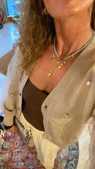 Cardigan Donna in maglia con tulle e pietre