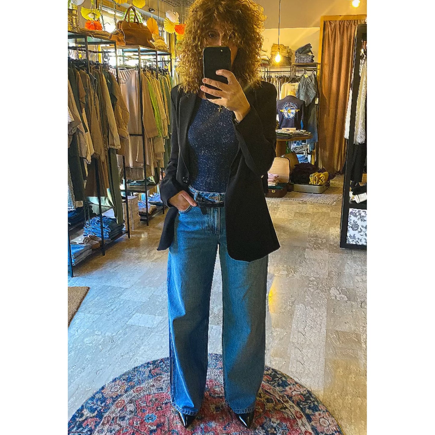 T-shirt manica lunga microrighe con lurex