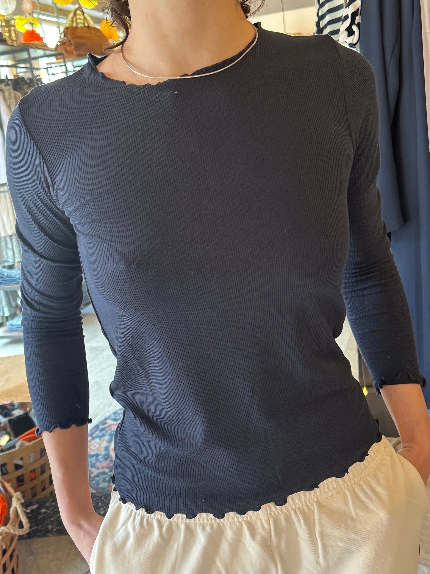 T-shirt Donna a manica lunga a costina