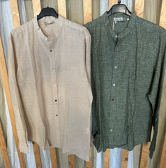 Camicia Uomo Coreana manica lunga Lino/Cotone