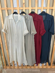 Abito chemisier lungo in Mussola di cotone