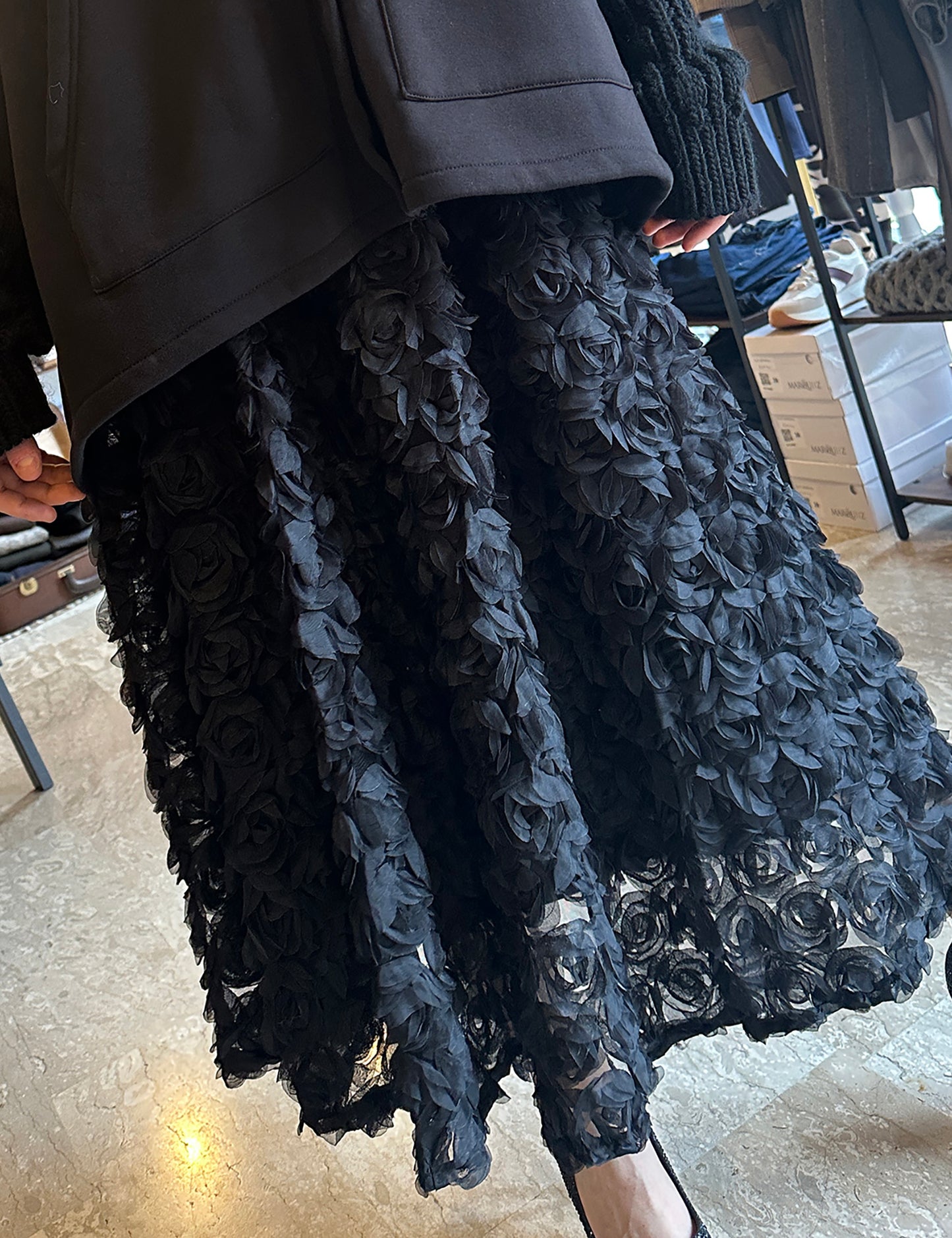 Gonna con rose in tulle
