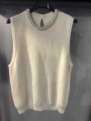 Pullover Smanicato Donna con perle