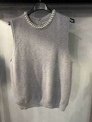 Pullover Smanicato Donna con perle