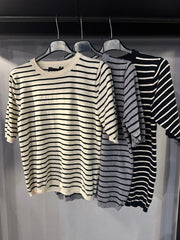 Pullover Donna Girocollo a Righe