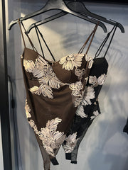 Body Con bretella in Tulle Ricamato