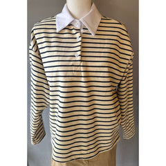 Polo in Felpa Rigata con collo a camicia