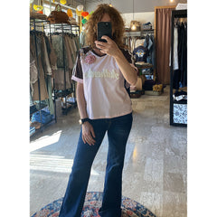 T-shirt bicolore con applicazioni