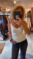 Canotta in costina con pizzo