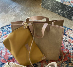 Shopper in paglia e pelle