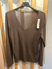 T-shirt Donna Scollo a V in Misto Cachemire