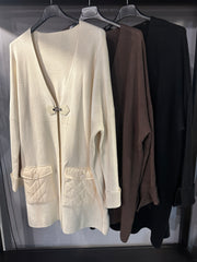 Cardigan Donna in Maglia con tasche trapuntate