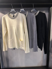 Maglia Donna con strass nel collo