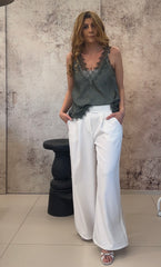 Pantalone Donna Wide leg con pince