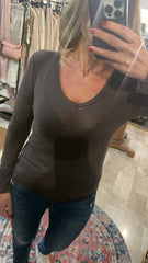 T-shirt Donna Scollo a V in Misto Cachemire