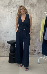 Pantalone Donna Wide leg con pince