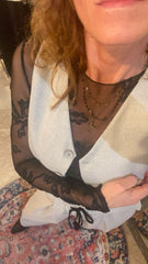 Body in Tulle Ricamato con Ciniglia