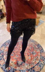 Short con paillettes e pizzo