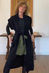 Cardigan Lungo Donna Smanicato Con Cintura