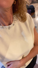 Maglia Manica Corta Donna con strass e perle