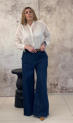 JEANS DONNA A PALAZZO ELASTICO IN VITA