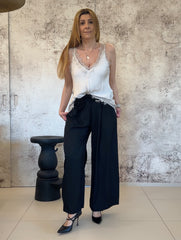 Pantalone Donna con cintura a fiore