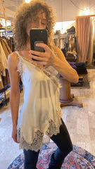 Canotta Donna in raso con pizzo