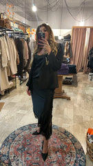 Gonna in raso con pizzo