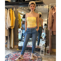 Top in costina con coppe imbottite