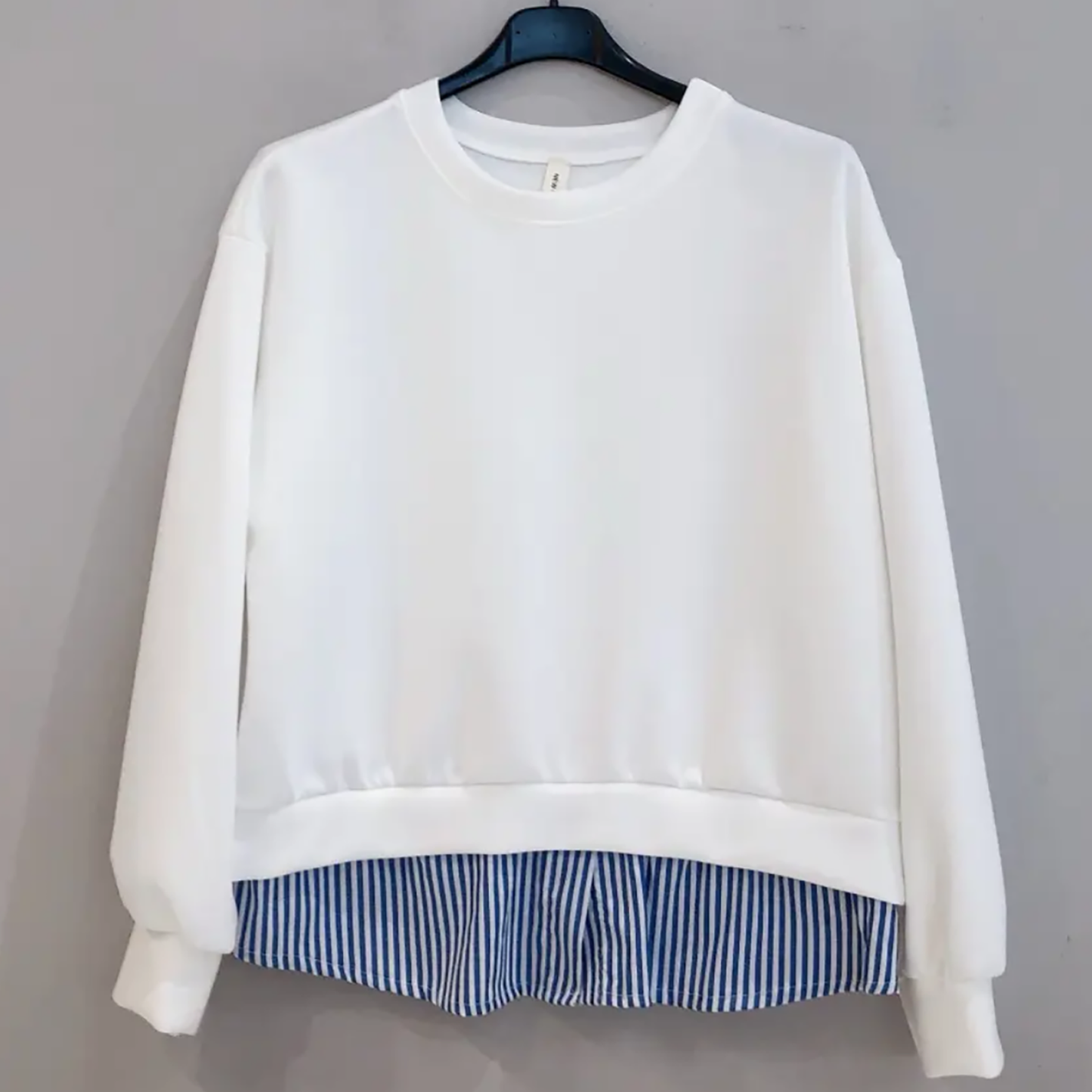 Felpa Donna Girocollo con finta camicia a righe