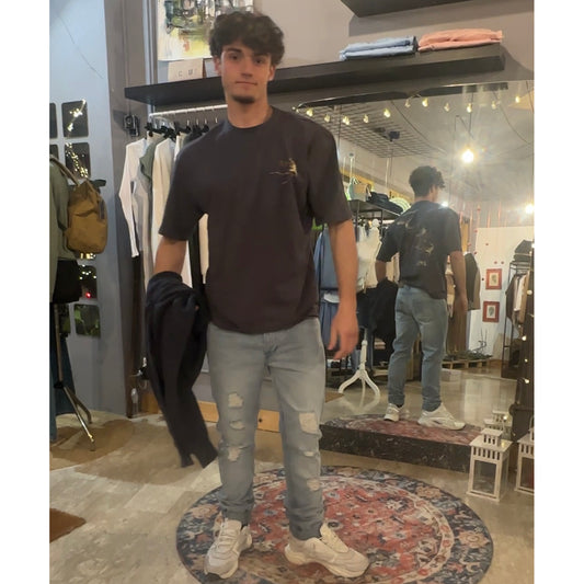 T-shirt Uomo over girocollo stampa Giapponese