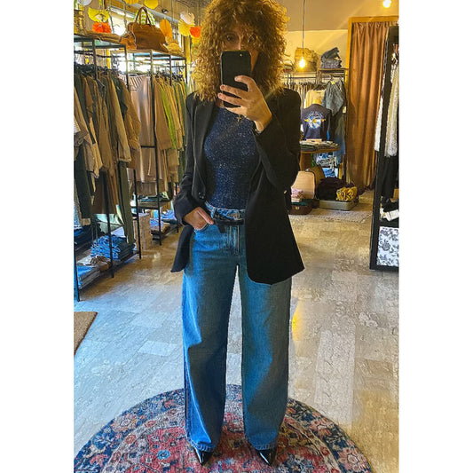 T-shirt manica lunga microrighe con lurex
