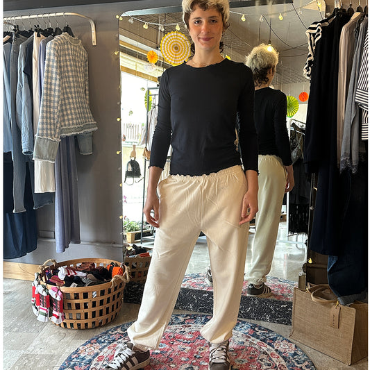 T-shirt Donna a manica lunga a costina