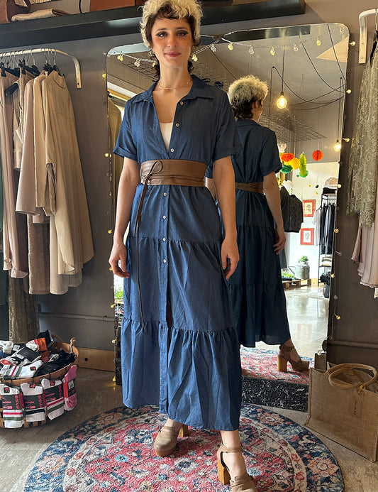 Abito a balze in Chambray