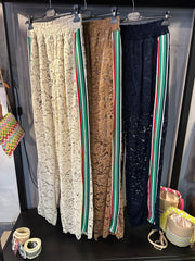 Pantalone Donna in pizzo con banda laterale