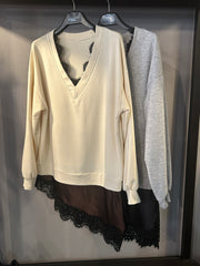 Felpa Donna Over con Pizzo